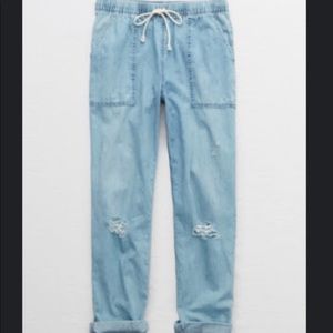 Aerie Chambray Distressed Pant